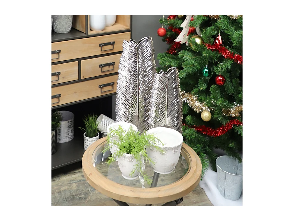 Vase en céramique argenté 15.5 x 8 x 39.5 cm