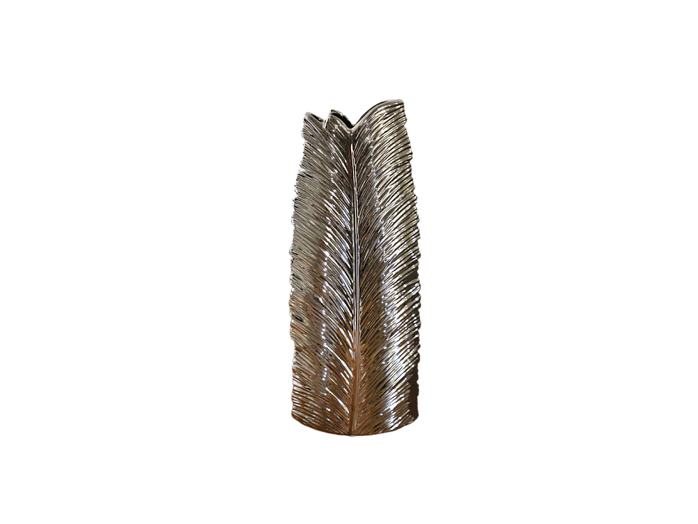Vase en céramique argenté 15.5 x 8 x 39.5 cm