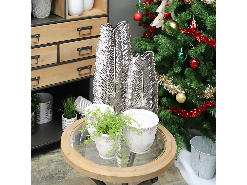 Vase en céramique argenté 15.5 x 8 x 39.5 cm