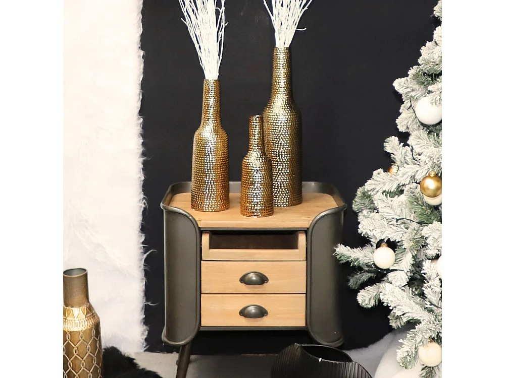 Vase en céramique doré 14 x 51 Ø ouv 4 cm