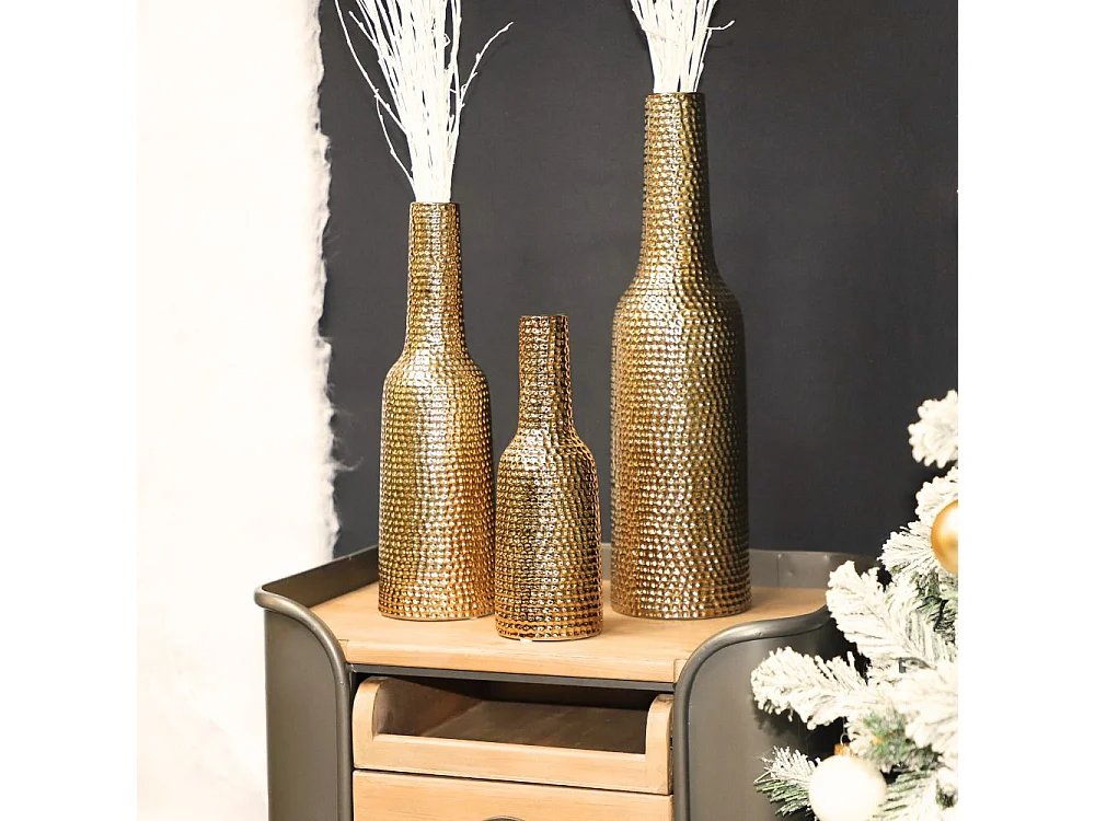 Vase en céramique doré 14 x 51 Ø ouv 4 cm