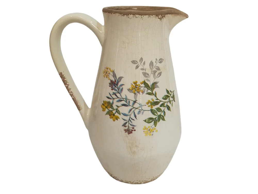 Pichet vase en céramique beige 20 x 14 x 25 cm