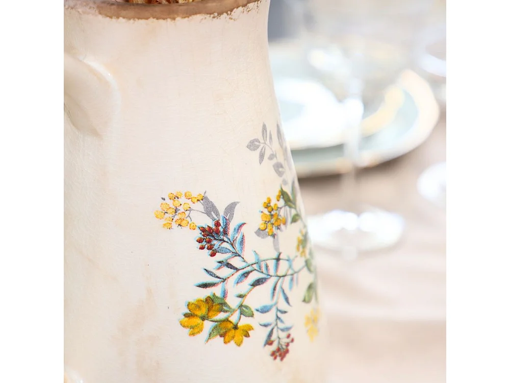 Pichet vase en céramique beige 20 x 14 x 25 cm