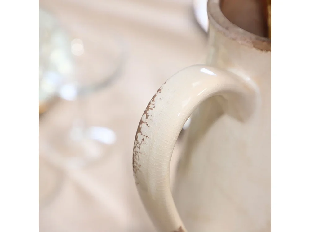 Pichet vase en céramique beige 20 x 14 x 25 cm