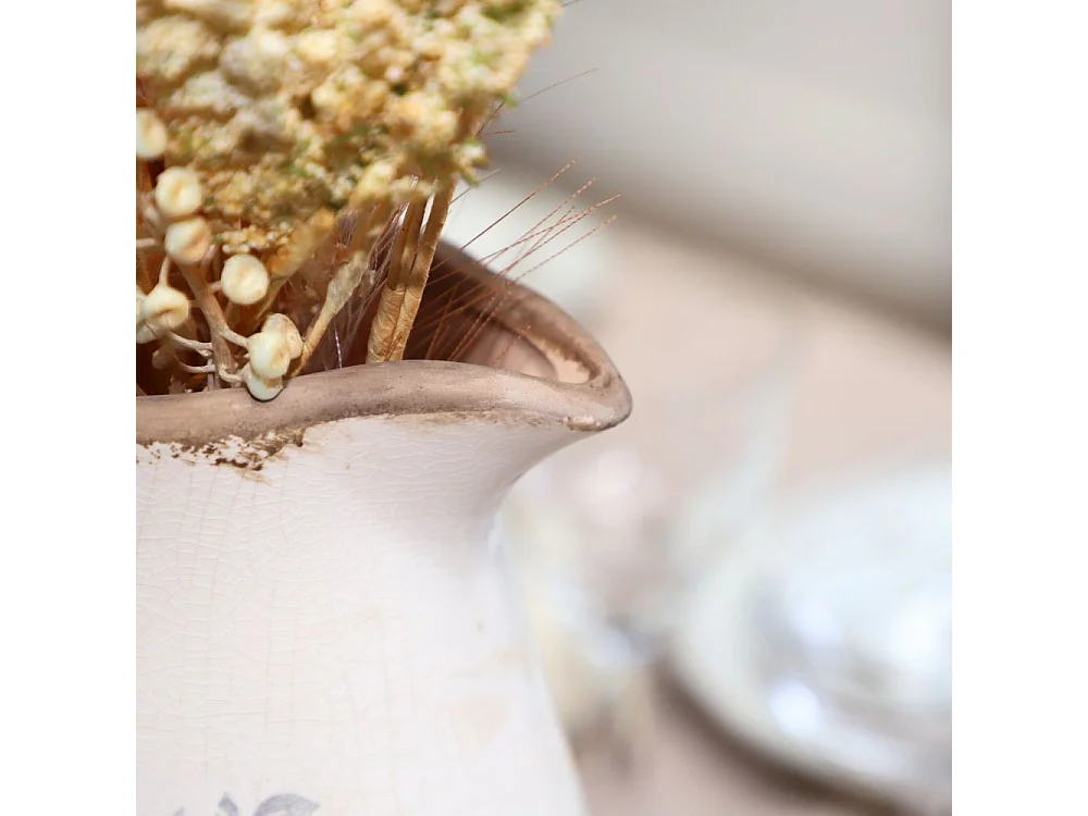 Pichet vase en céramique beige 20 x 14 x 25 cm