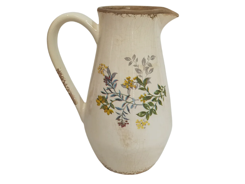 Pichet vase en céramique beige 20 x 14 x 25 cm