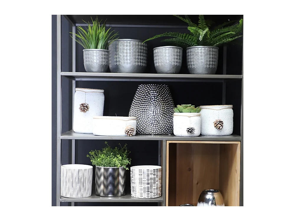 Vase céramique argenté 23 x 23.5 cm