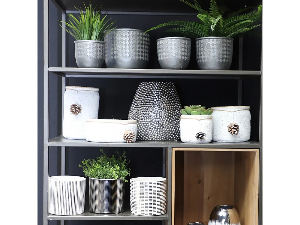 Vase céramique argenté 23 x 23.5 cm