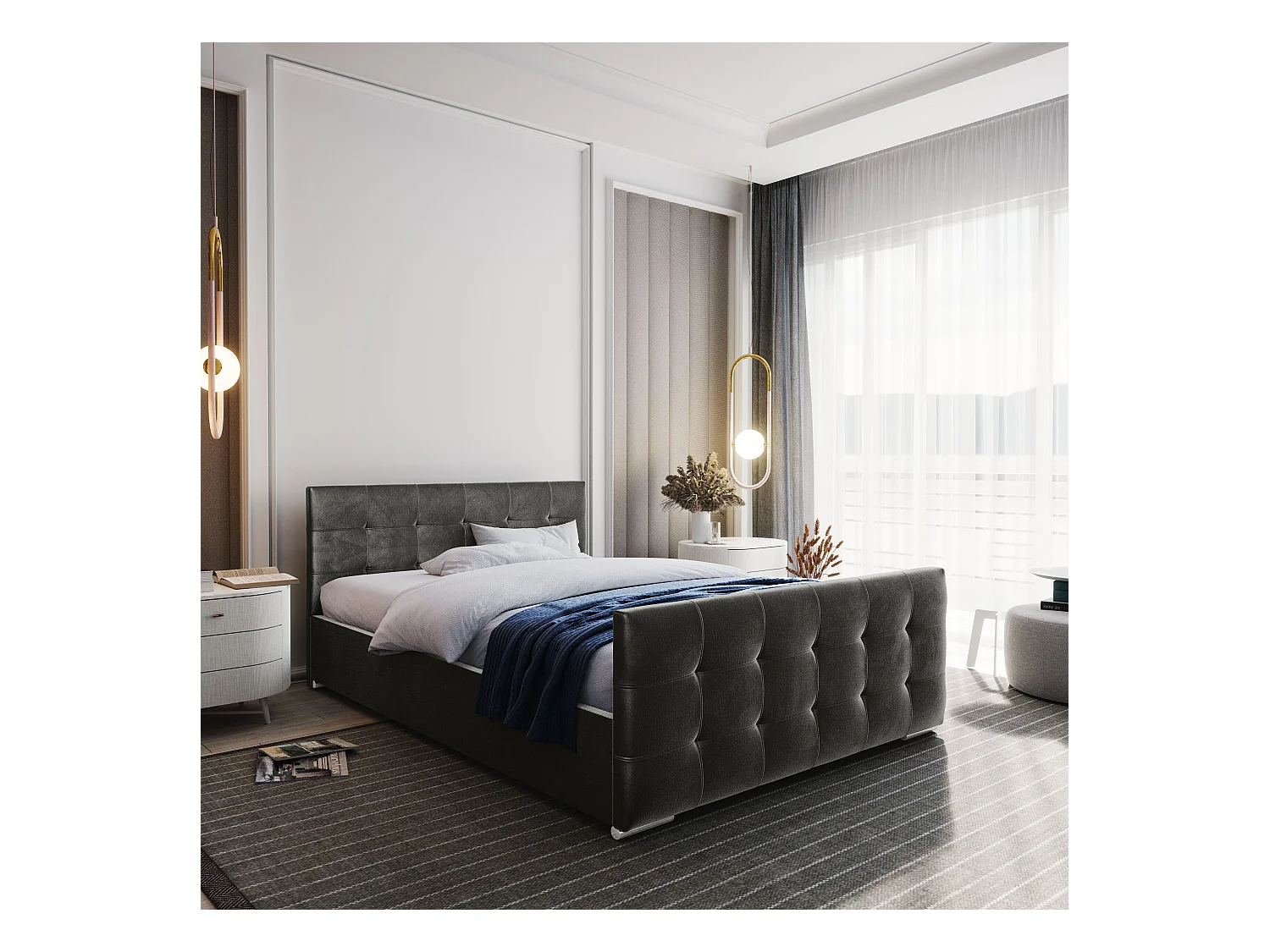 Łóżko tapicerowane BLIND 160x200 monolith 92