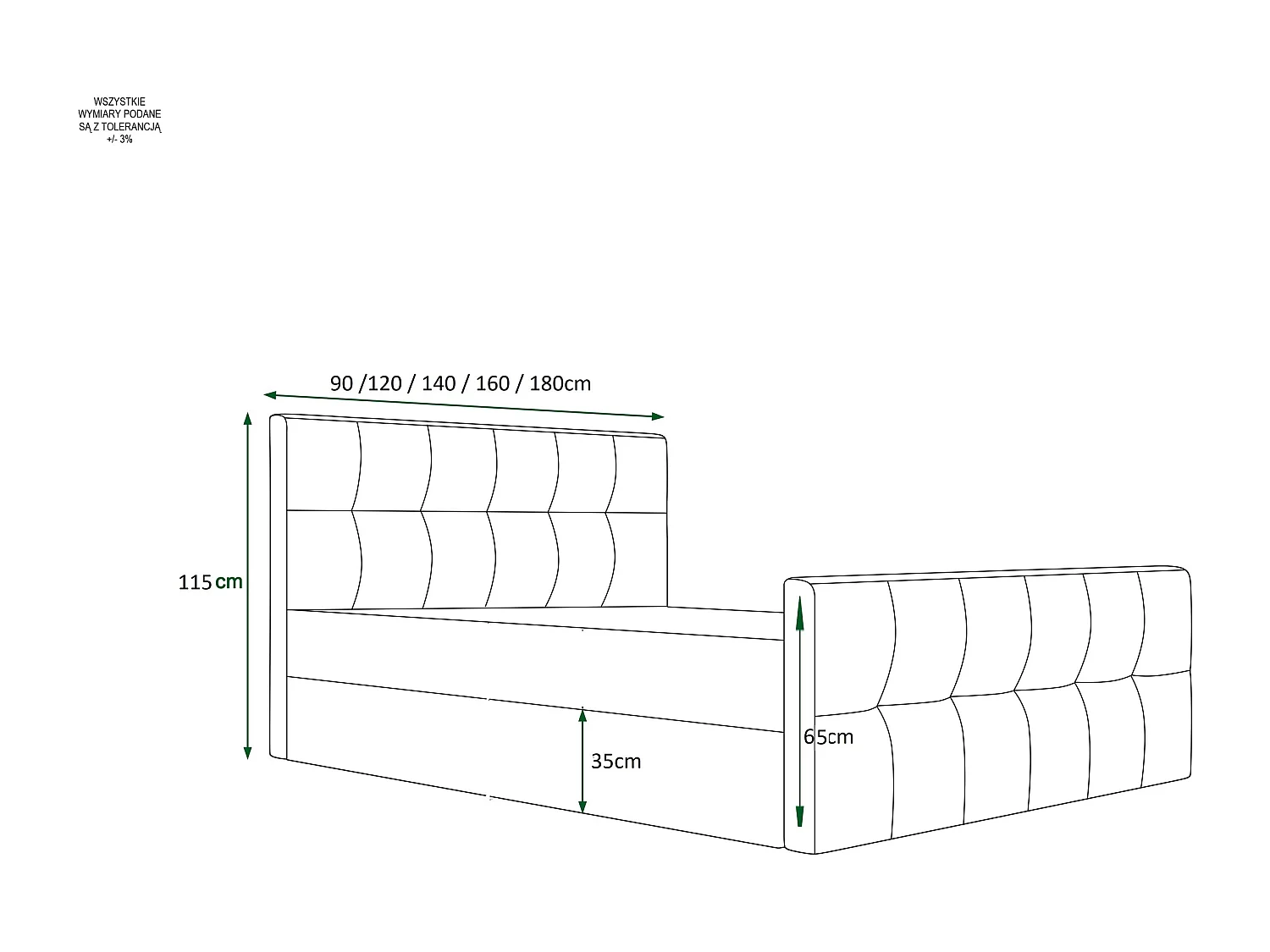 Polsterbett BLIND 90x200 monolith 70
