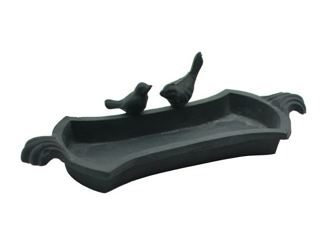 Mangeoire à oiseaux abreuvoir jardin fonte grise 30cm