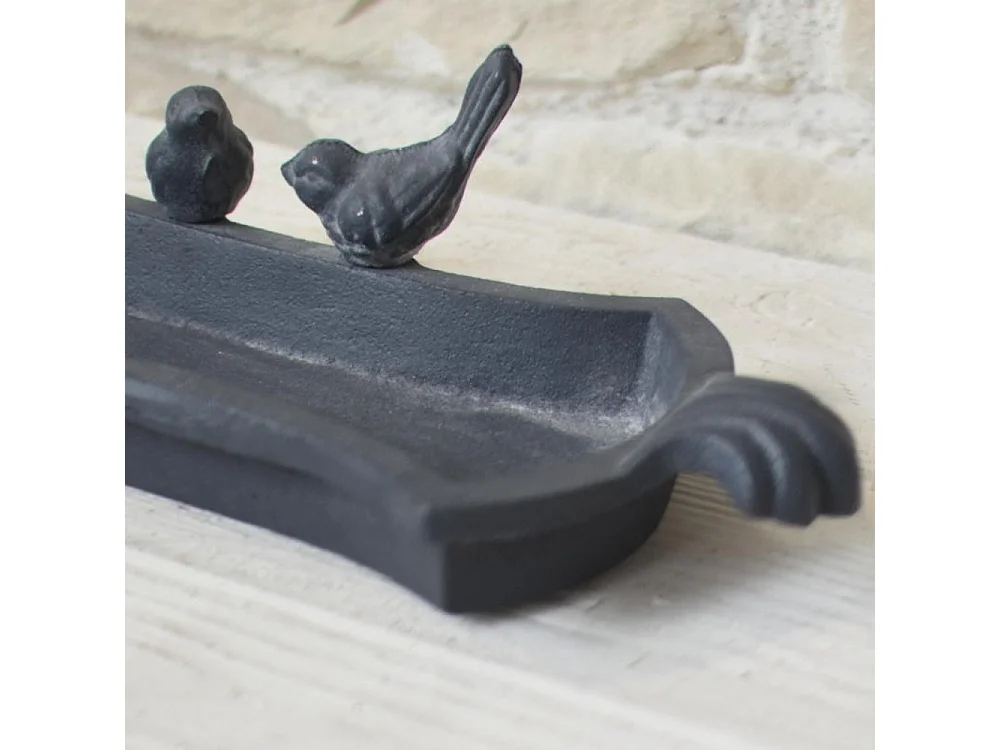 Mangeoire à oiseaux abreuvoir jardin fonte grise 30cm