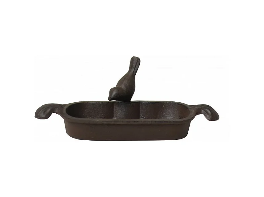 Mangeoire à oiseaux abreuvoir jardin fonte marron 26cm