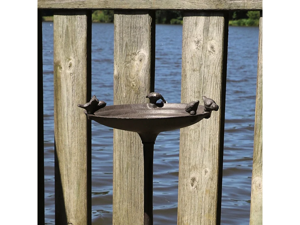 Mangeoire à oiseaux sur pied abreuvoir fonte marron 57.5cm
