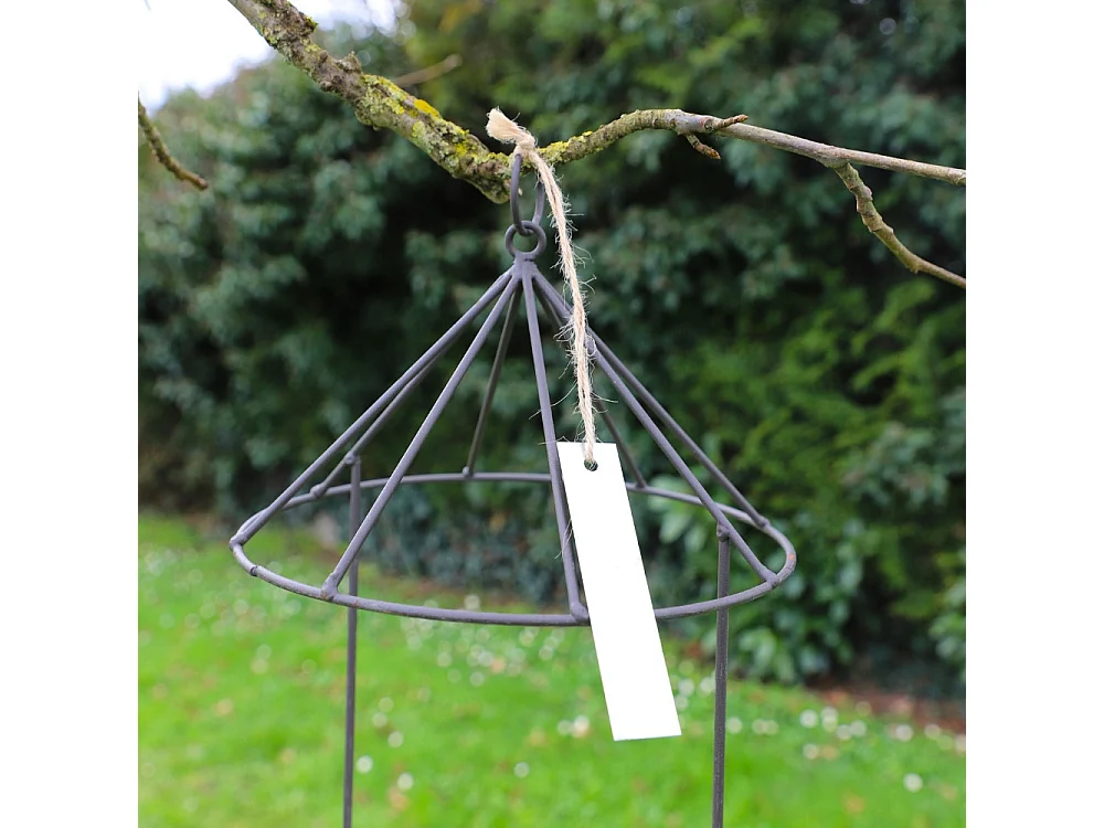 Set2 Mangeoires oiseaux abreuvoir jardin métal gris 28.5-41cm