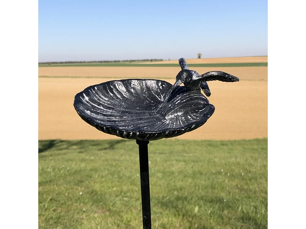 Bain d'oiseaux en fonte gris 15 x 100 cm