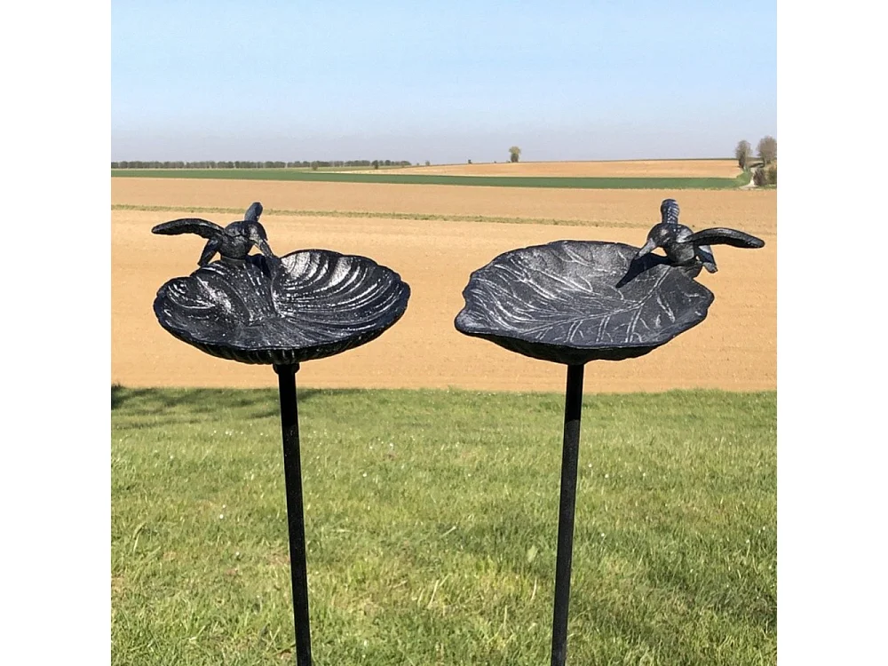 Bain d'oiseaux en fonte gris 15 x 100 cm