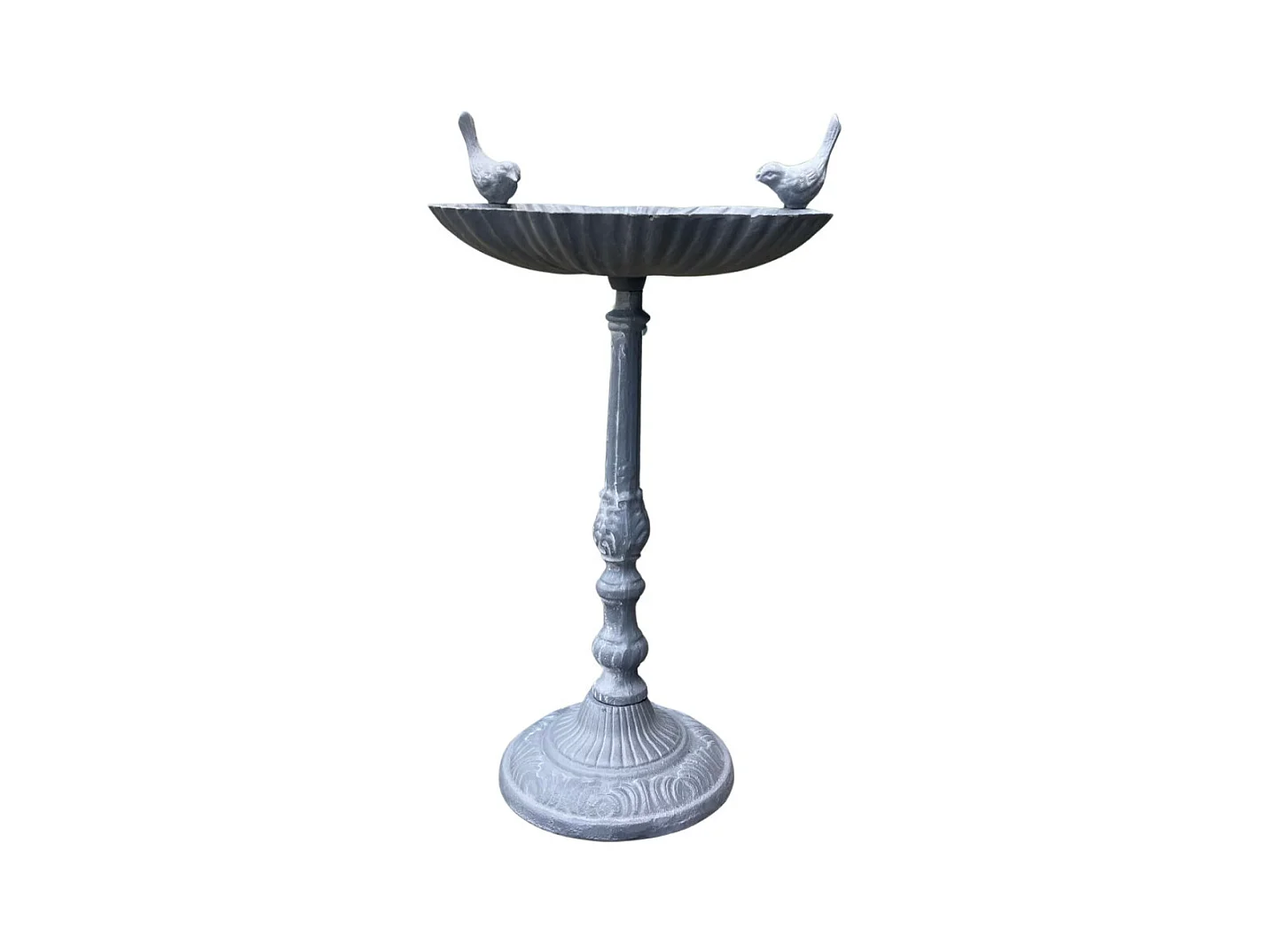 Mangeoire à oiseaux sur pied abreuvoir jardin fonte grise 50cm