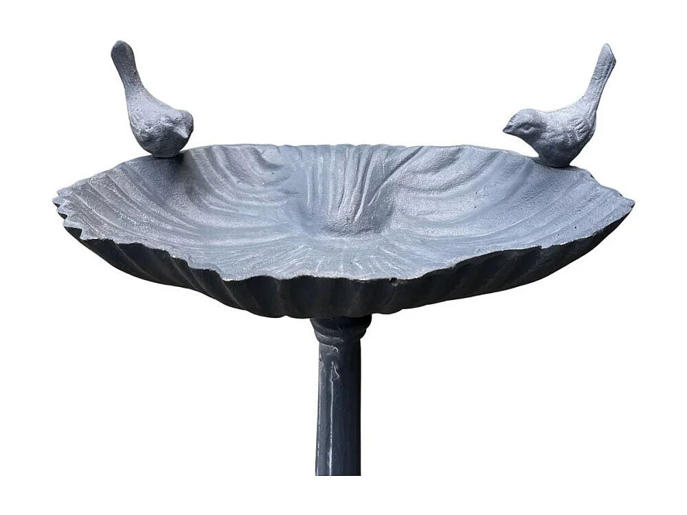 Mangeoire à oiseaux sur pied abreuvoir jardin fonte grise 50cm