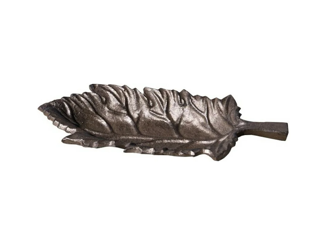 Mangeoire à oiseaux abreuvoir jardin feuille en fonte marron 26cm