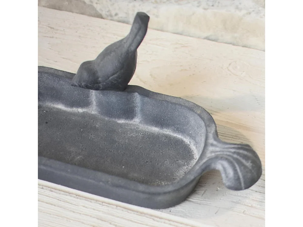 Mangeoire à oiseaux abreuvoir jardin fonte grise 26cm