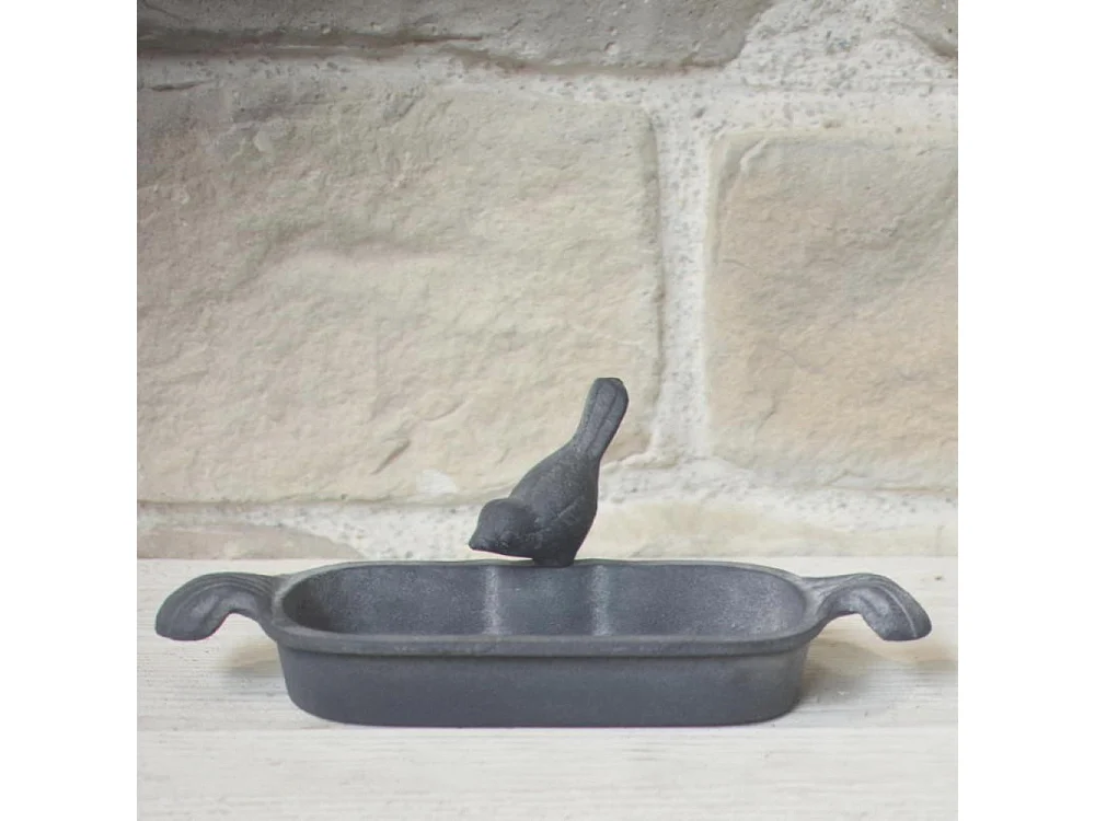 Mangeoire à oiseaux abreuvoir jardin fonte grise 26cm