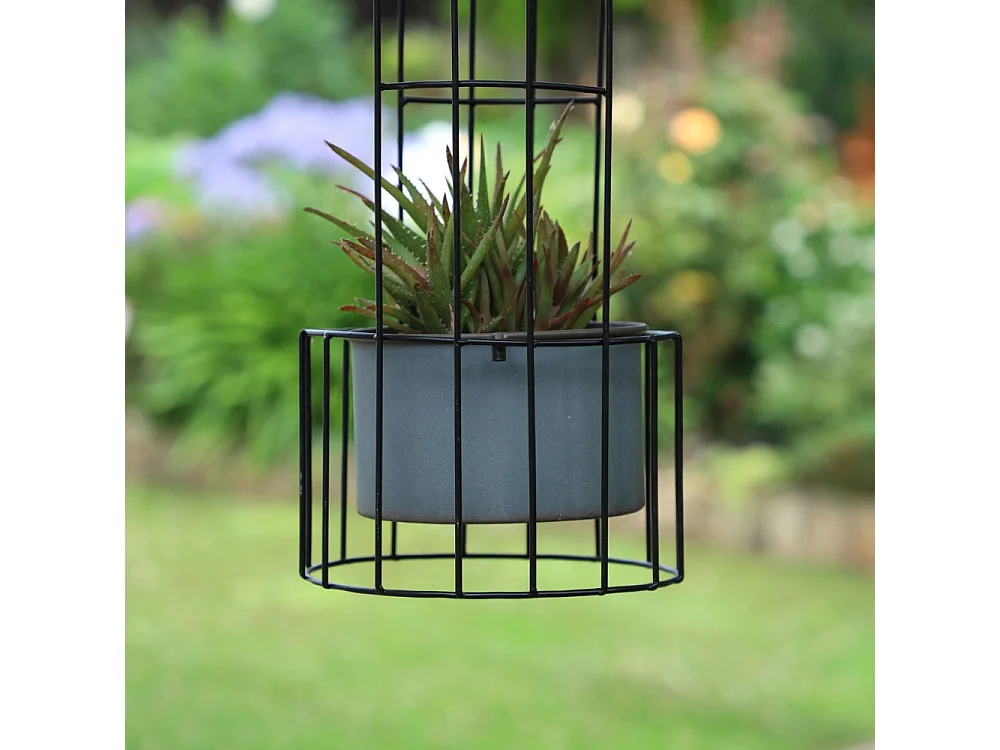 ~ Set de 2 cages en métal gris Ht.53-68 cm