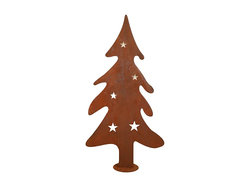 Sapin de Noël décoratif jardin extérieur métal rouillé marron 100cm