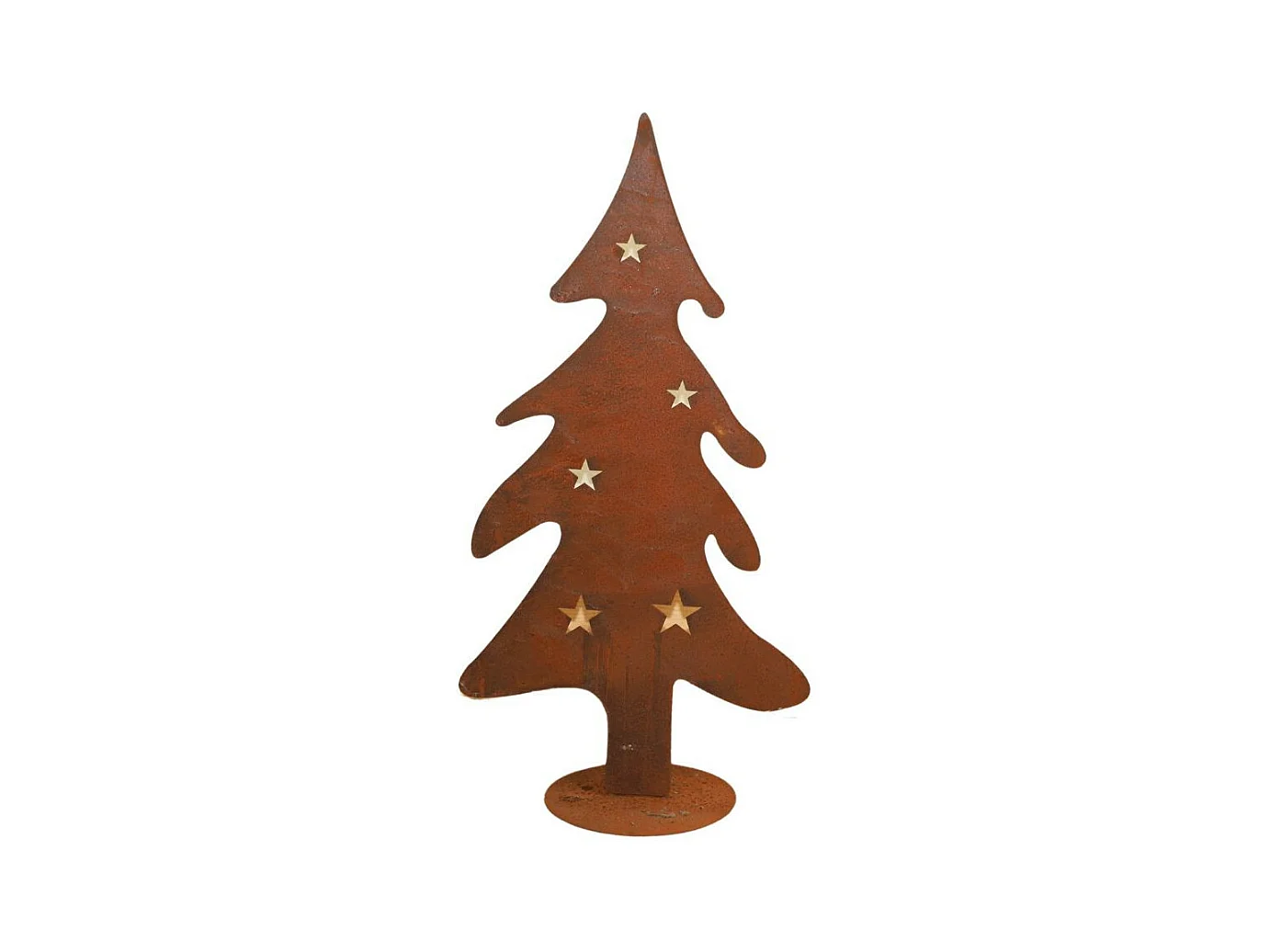 Sapin de Noël décoratif jardin extérieur métal rouillé marron 31x60cm