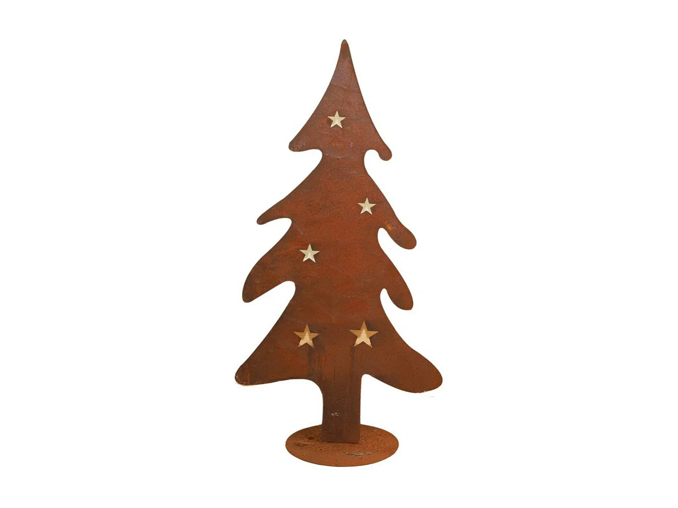 Sapin de Noël décoratif jardin extérieur métal rouillé marron 31x60cm