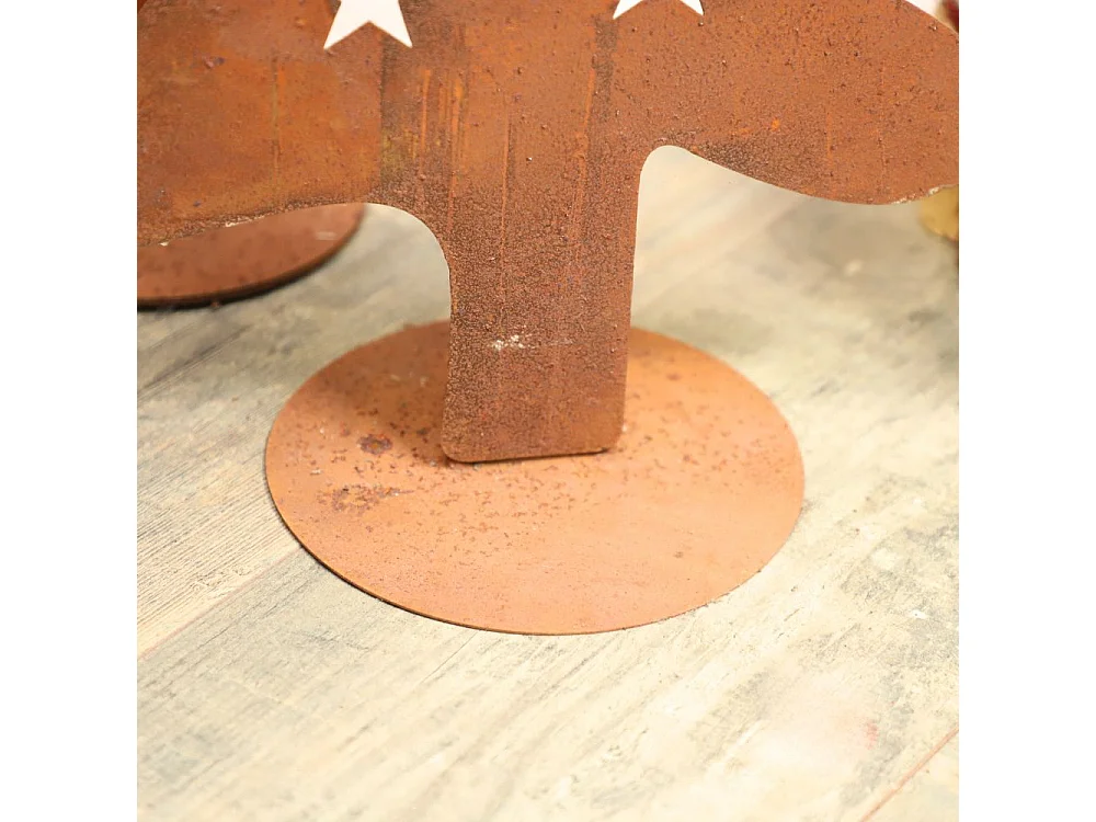 Sapin de Noël décoratif jardin extérieur métal rouillé marron 31x60cm