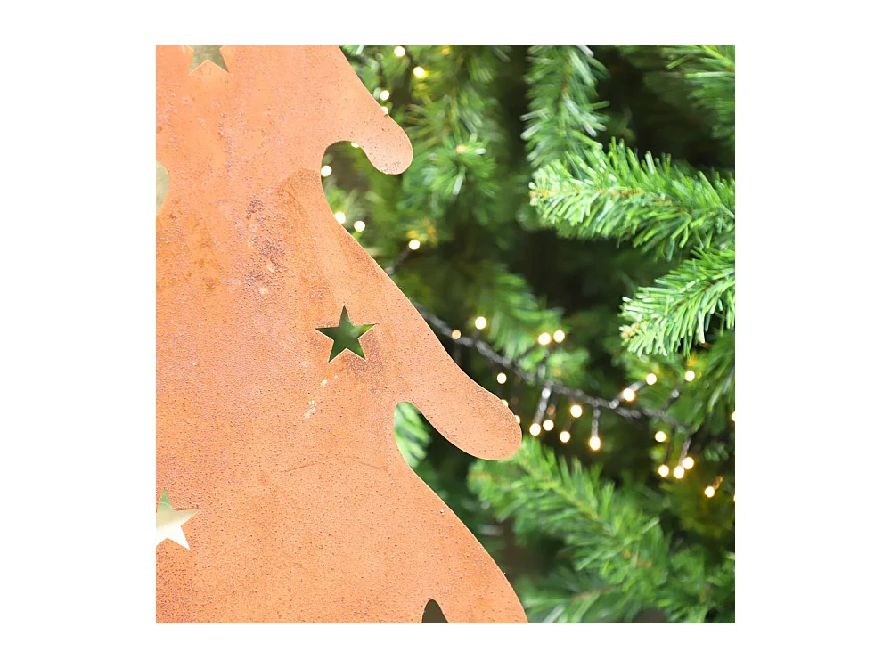 Sapin de Noël décoratif jardin extérieur métal rouillé 41x80cm