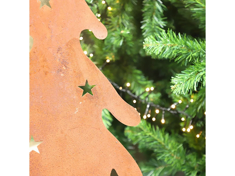 Sapin de Noël décoratif jardin extérieur métal rouillé 41x80cm