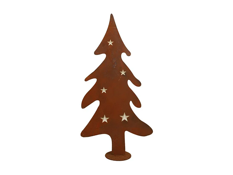Sapin de Noël décoratif jardin extérieur métal rouillé 41x80cm
