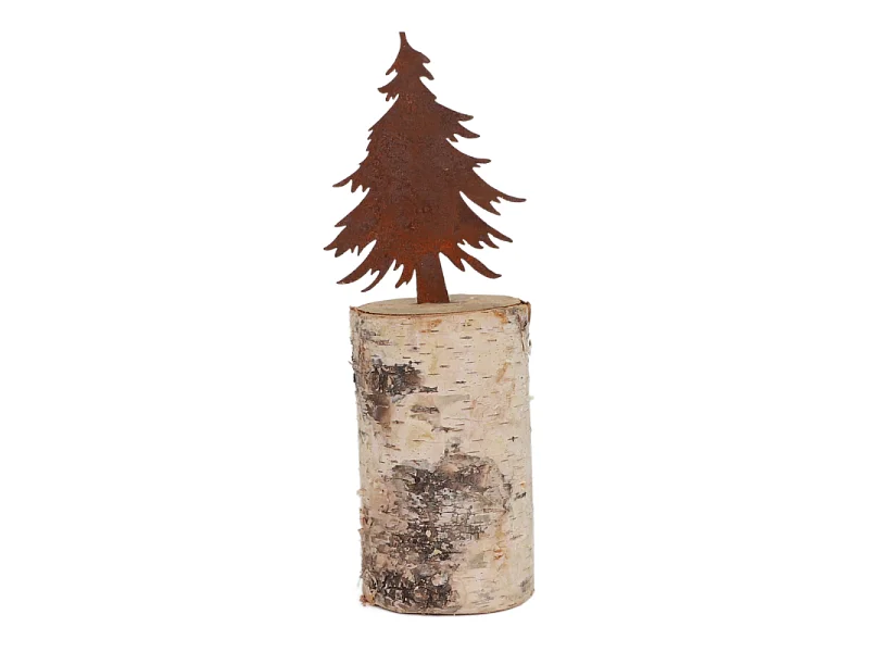 Sapin de Noël décoratif métal rouillé bois marron 8 x 37 cm