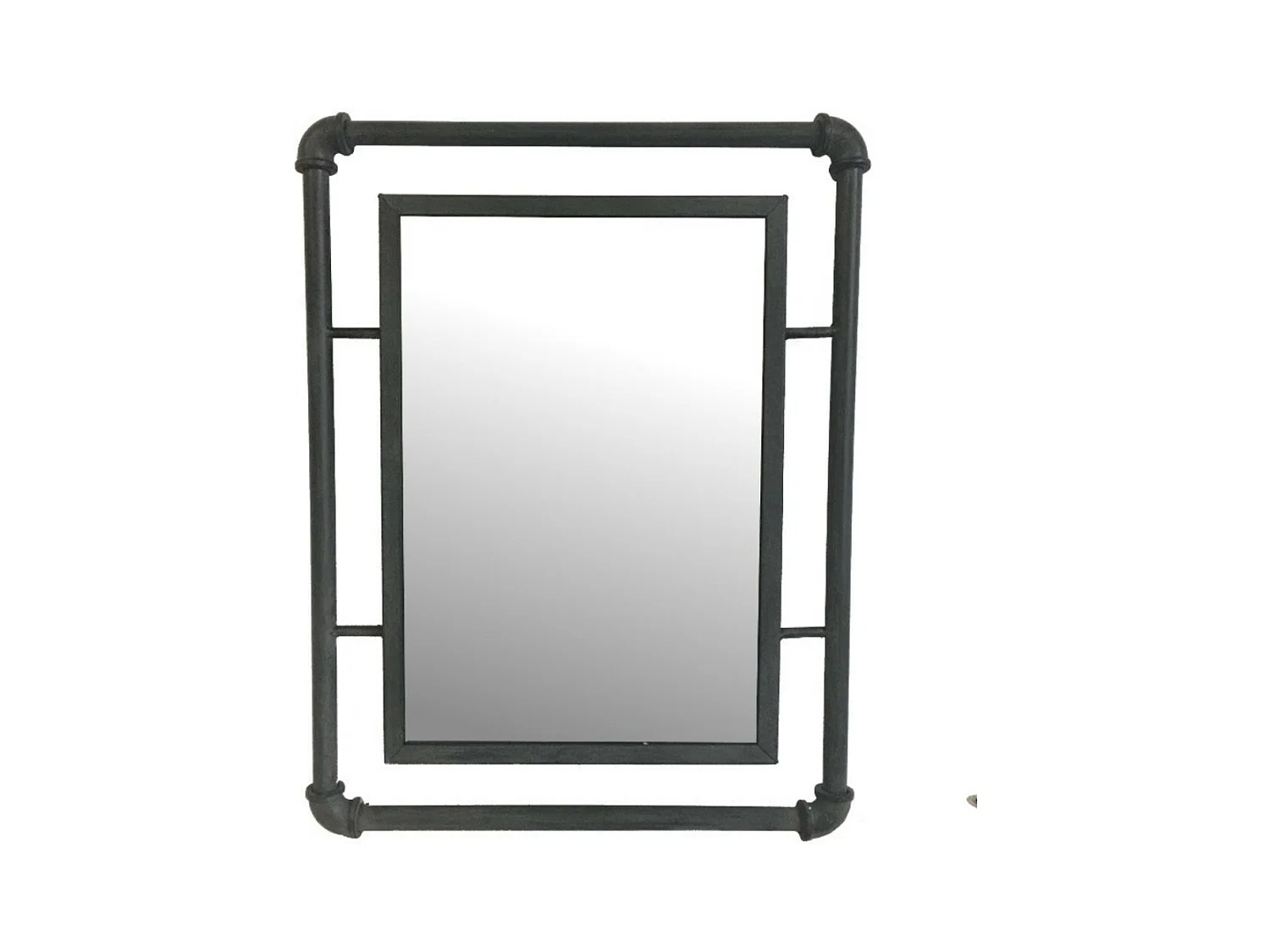 Miroir mural tube en métal gris 42 x 54 cm