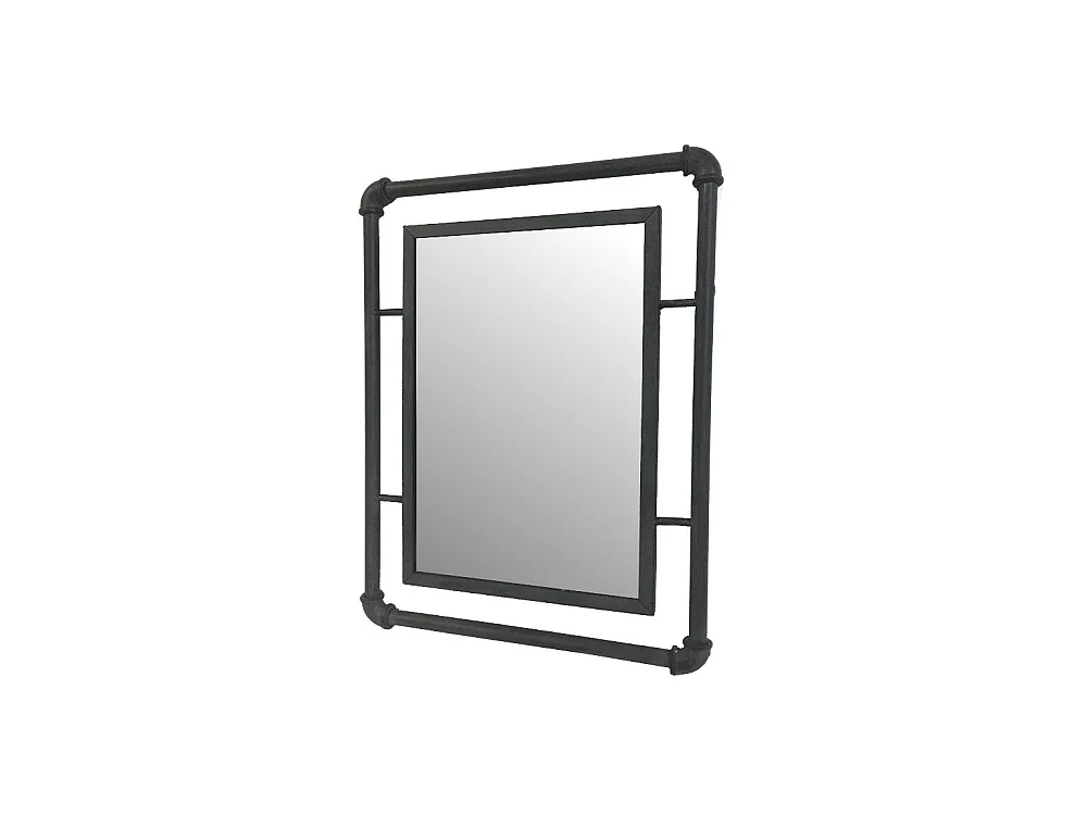 Miroir mural tube en métal gris 42 x 54 cm