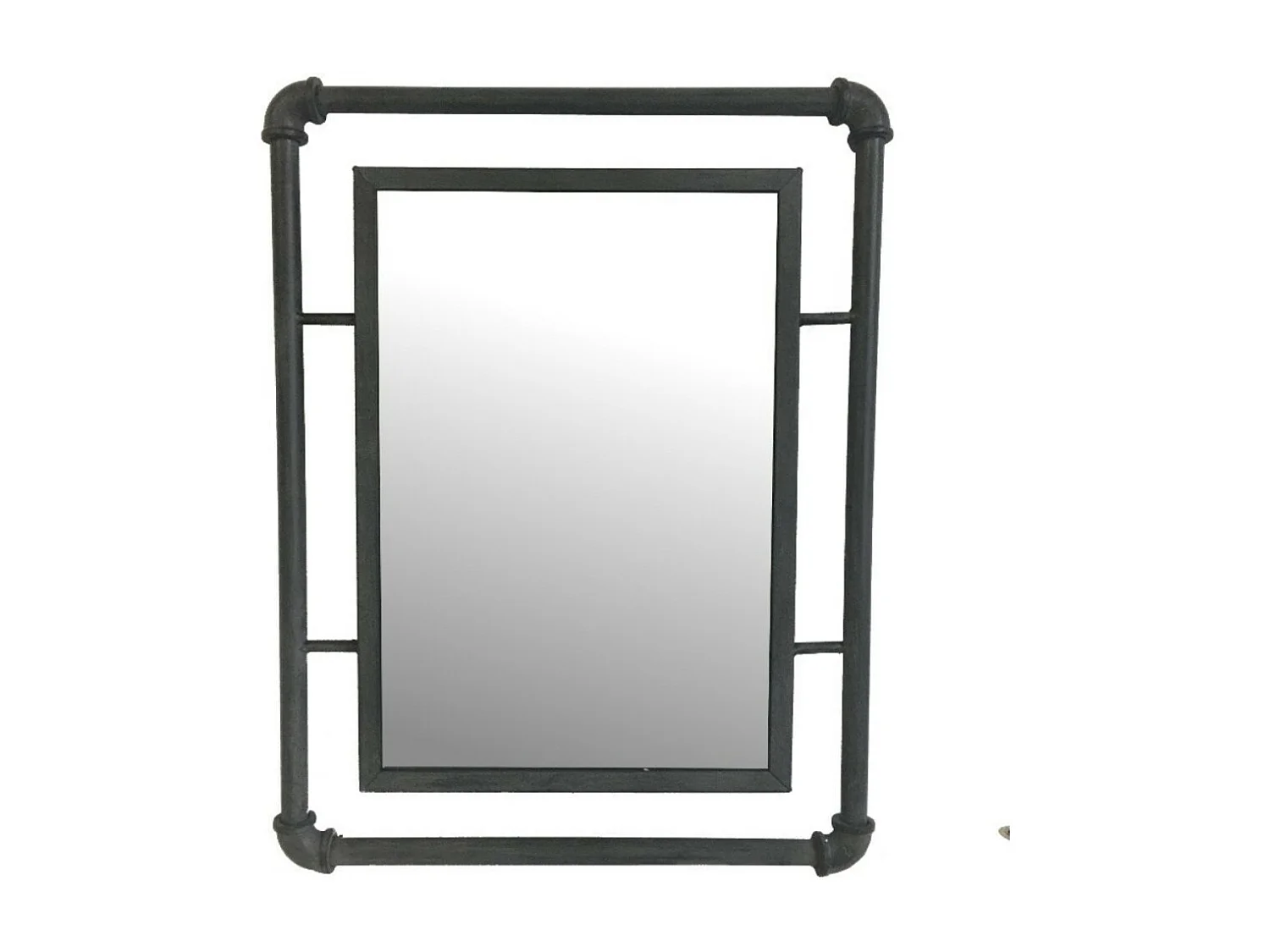 Miroir mural tube en métal gris 42 x 54 cm