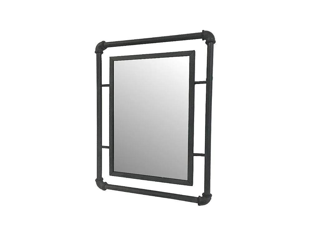 Miroir mural tube en métal gris 42 x 54 cm