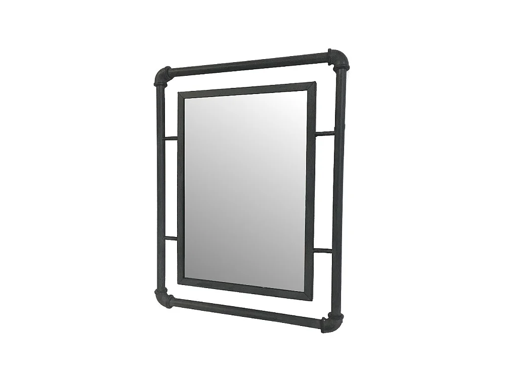 Miroir mural tube en métal gris 42 x 54 cm