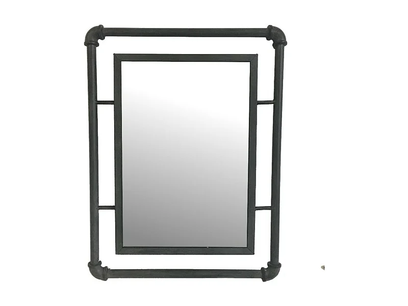 Miroir mural tube en métal gris 42 x 54 cm