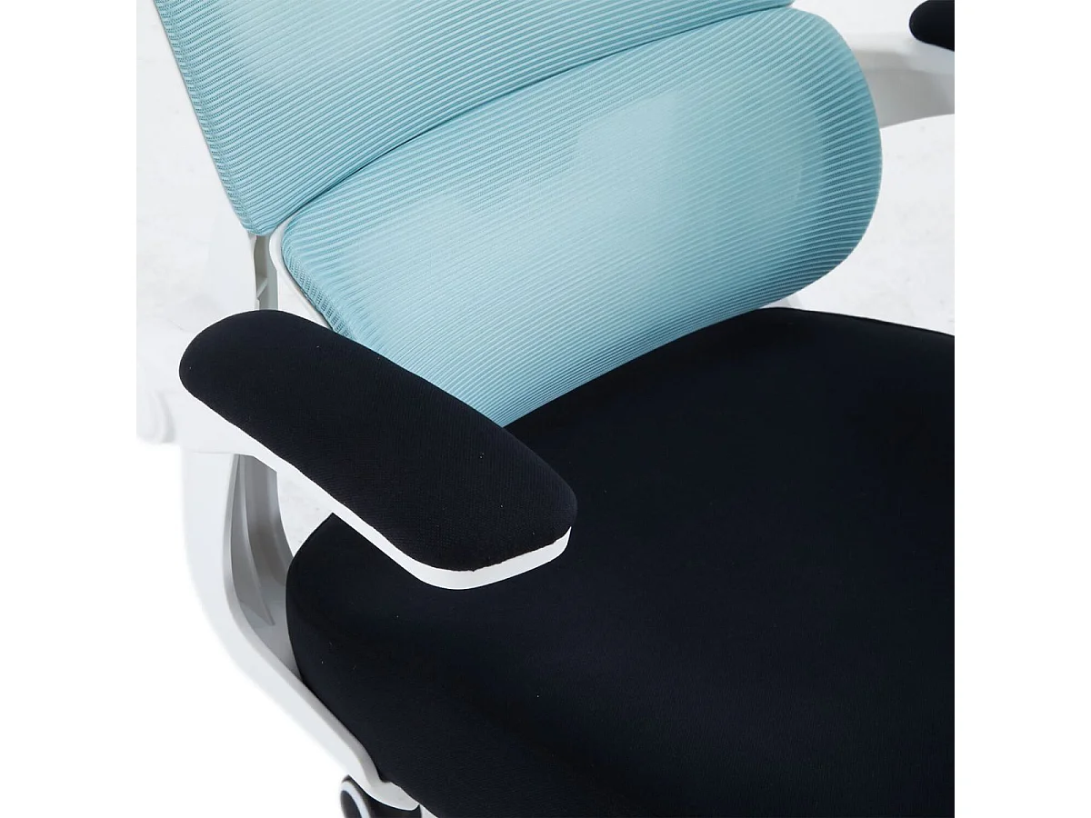 Silla gaming Ergo Waxter giratoria con ruedas abatible azul