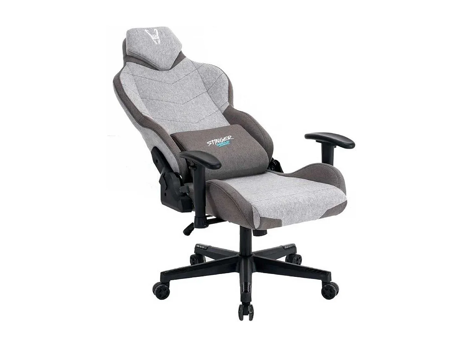 Silla gaming Stinger Station Titan Woxter inclinable cojín lumbar gris claro