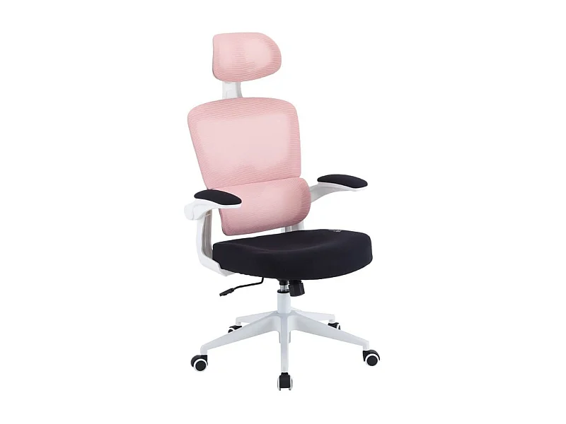 Silla gaming Ergo Waxter giratoria con ruedas abatible rosa