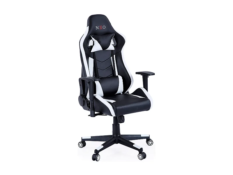 Silla gaming Neo Advance reclinable y altura regulable negro/blanco 124-134x70x70 cm Adec