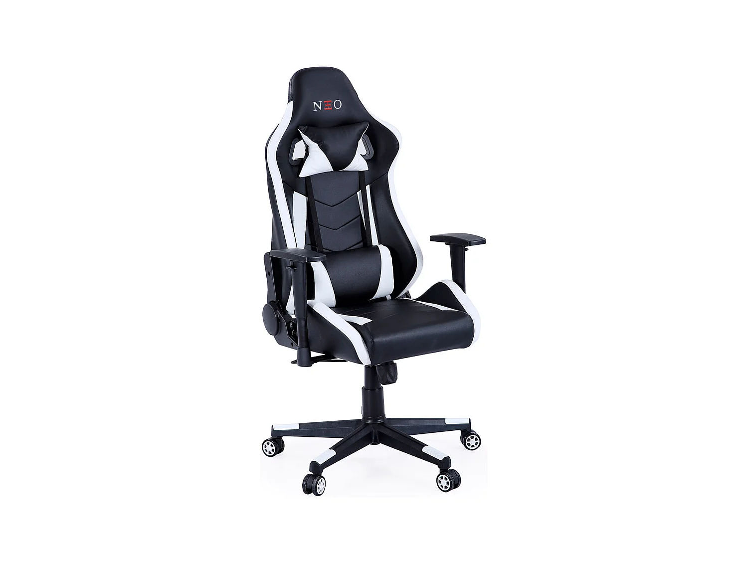 Silla gaming Neo Advance reclinable y altura regulable negro/blanco 124-134x70x70 cm Adec