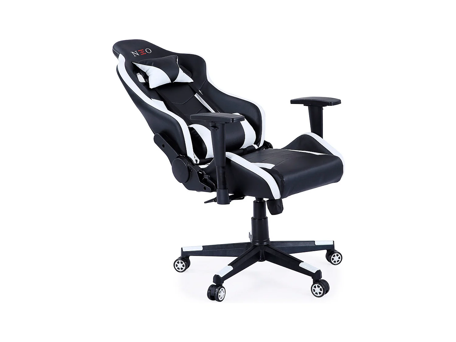 Silla gaming Neo Advance reclinable y altura regulable negro/blanco 124-134x70x70 cm Adec