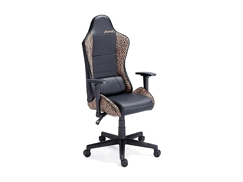 Silla Gaming Jordan altura ajustable/reclinable+cojín lumbar negro/leopardo 123-133x70x70 cm Adec