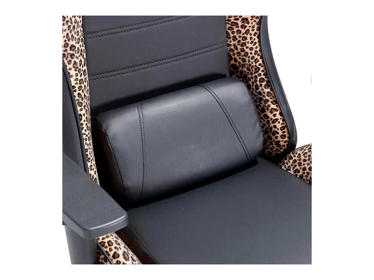 Silla Gaming Jordan altura ajustable/reclinable+cojín lumbar negro/leopardo 123-133x70x70 cm Adec