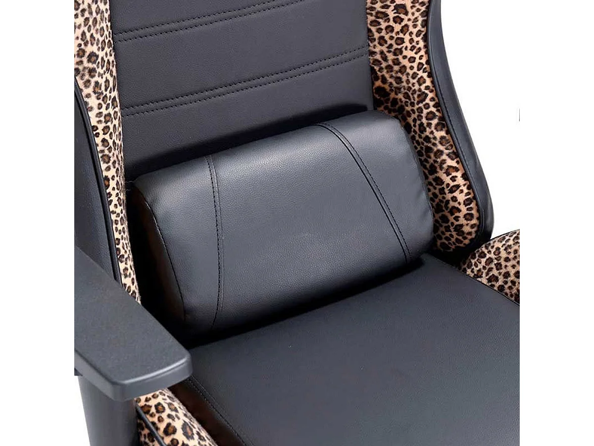 Silla Gaming Jordan altura ajustable/reclinable+cojín lumbar negro/leopardo 123-133x70x70 cm Adec